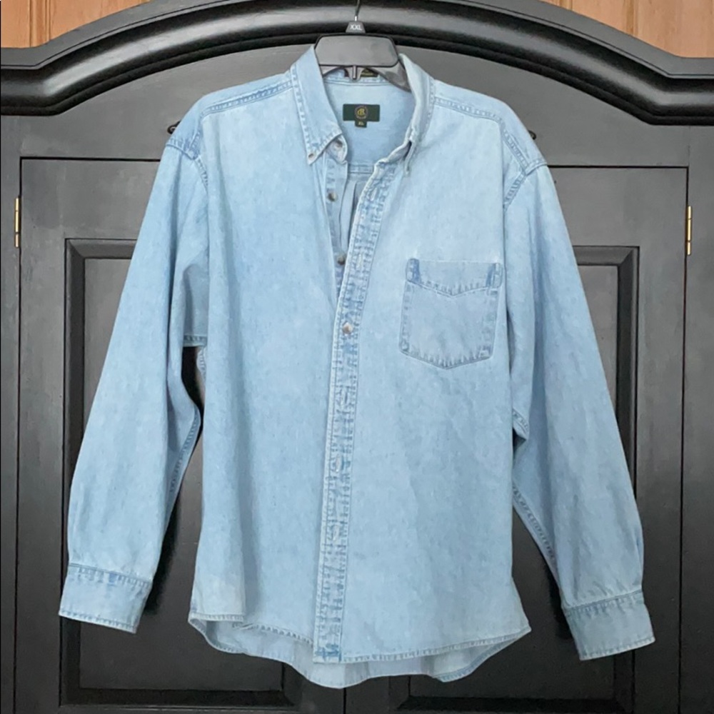 90s Vintage Club Room Light Wash Denim Shirt